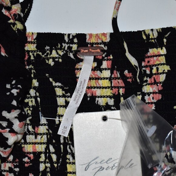 Free People Hilary Print Boho Top Black Floral Size M - Picture 5 of 14